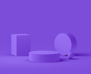 Abstract 3d purple violet platform minimal studio background.