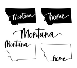 Stylized map of the U.S. State of Montana vector illustration