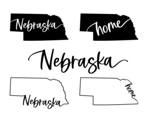 Stylized map of the U.S. State of Nebraska vector illustration