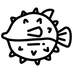 handdrawn puffer fish icon © zulfa