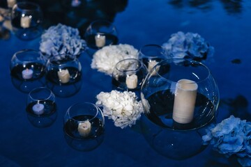 Wedding decoration ceremony Chandelier in the arch of flowers
