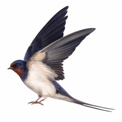 Swallow Bird. Watercolour illustration of a swallow. Idea for educational books, postcards, stickers, tattoo.