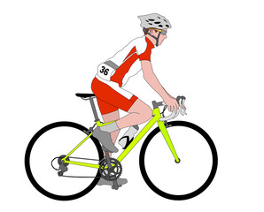 race bicyclist detailed color illustration - vector