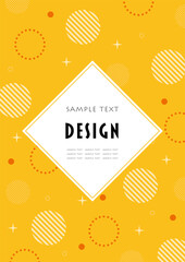 幾何学　フレーム 　メンフィス　オレンジ　背景　縦