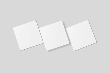 Blank square business card for mockup. 3D Render.
