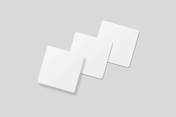 Blank square business card for mockup. 3D Render.
