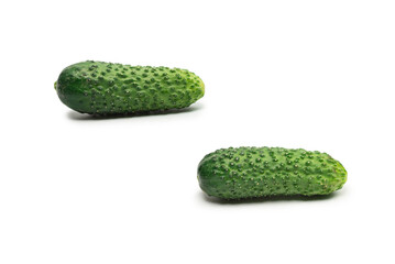 Fresh green cucomber isolated on white background.