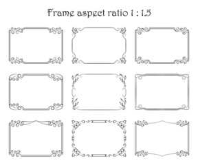 Set of vector rectangular frames with floral pattern