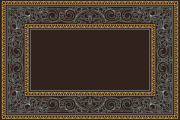 Obraz premium Decorative ornate retro floral blank frame