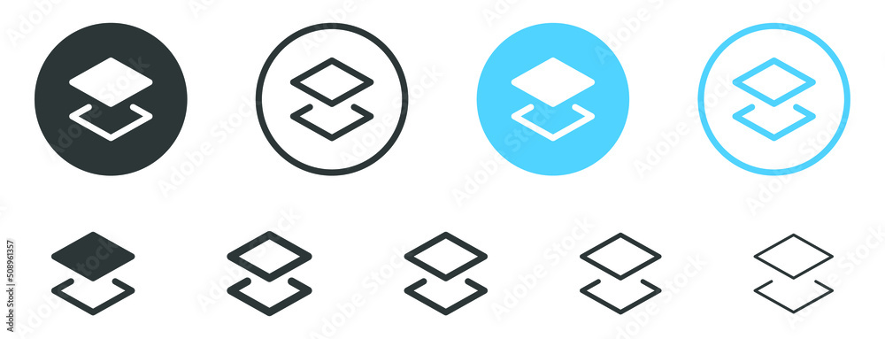 Aufkleber layers layer icon . window tabs tab icons . open new window icon