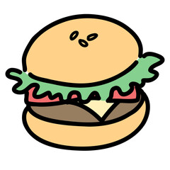 ファーストフードのハンバーガーのイラスト