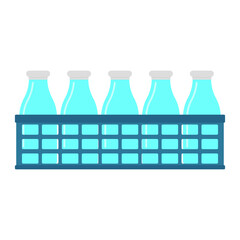 Bottles in a basket box icon. Color silhouette. Side view. Vector simple flat graphic illustration. Isolated object on a white background. Isolate.