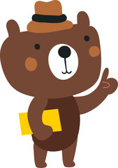 Cute Bear character design presenting concept