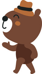 Cute Bear walking character design presenting concept