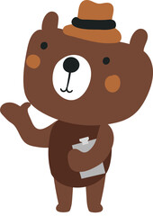 Cute Bear character design presenting concept