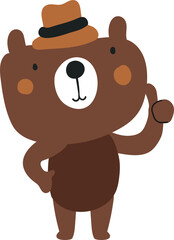 Cute Bear character design presenting concept
