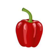 Red paprika pepper, flat style vector illustration isolated on white background
