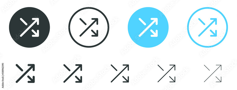Leinwandbilder shuffle icon, random symbol with two arrow - andomize randomize playlist line outline icons, Shuffling icon