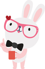 Cute rabbit character design presenting concept
