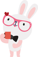 Cute rabbit character design presenting concept