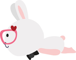 Cute rabbit character design presenting concept