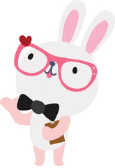 Cute rabbit character design presenting concept