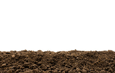 Fertile soil for planting on a white background.