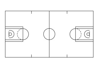 Basketball Court outline style vector illustration