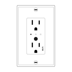 Double US smart plug with wifi vector concept icon in thin line style