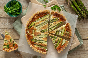 slices of savory asparagus tart - 508964177