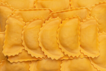 Raw ravioli as background. Healthy italian food.