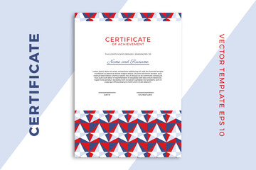 Vertical business diploma mockup for graduation or course completion. Design of certificate of appreciation template with abstract geometric pattern. Vector background EPS 10
