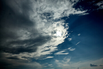 beautiful sky with clouds and sun