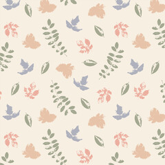 Fototapeta premium Seamless pattern with floral design and hand drawn elements