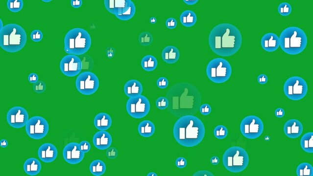 4K Social media Live style animated heart on Facebook live video isolated on green background. 60 FPS