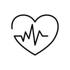 Serce z linią pulsu i ikona wektorowa