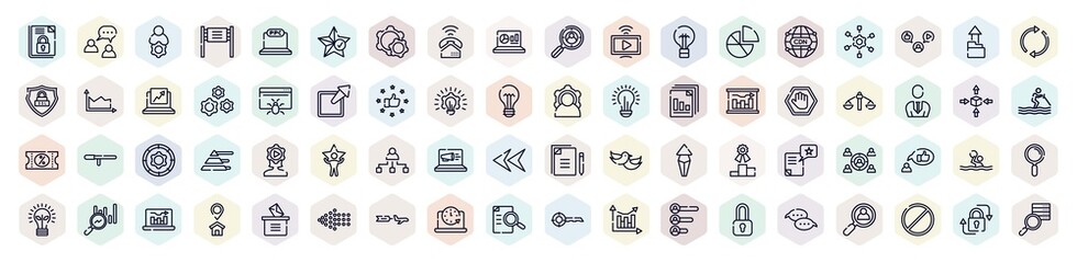 project management outline icons set. thin line icons such as encrpyted file, administrator, ringing, diagrams, web crawler, feasibility, org, waterpolo, defining icon.