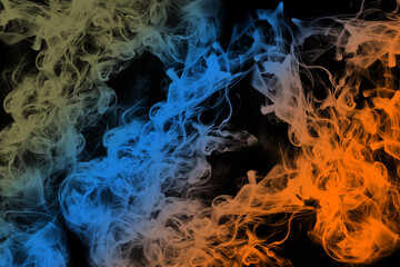Swarms colorful smoke abstract on black background
