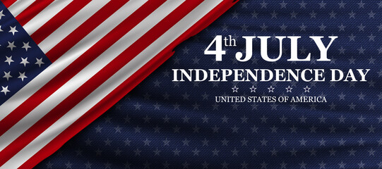 Independence day. 4th of July Independence Day background. United states flag poster. American flag and text on blue with stars background.