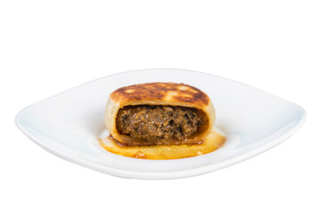 Meat pie on a white background