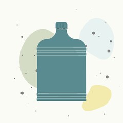 Vector icon big water bottle on multicolored background.