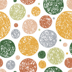 Abstract vector background with colorful doodle circles. Seamless pattern
