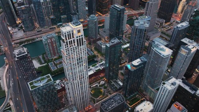 Chicago Illinois USA aerial drone footage