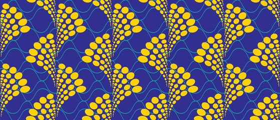 African ethnic traditional blue background pattern. seamless beautiful Kitenge, chitenge style. fashion design in colorful. Geometric circle abstract motif. Ankara prints, African wax prints.