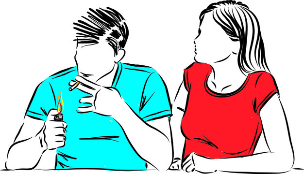 stop smoking concept man and woman couple vector illustration