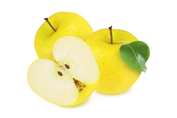 Yellow apples on isolated white background