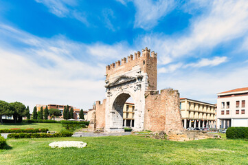 Fototapeta na wymiar Arch of Augustus Roman Emperor in Rimini