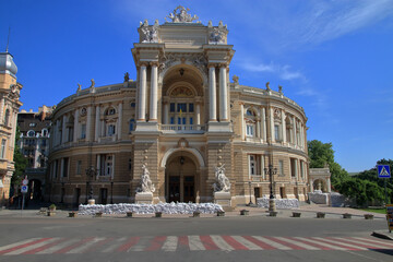 Fototapeta na wymiar Odessa State Academic Opera and Ballet Theater in wartime.