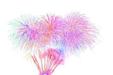 Naklejka premium beautiful colorful firework display set for celebration happy new year and merry christmas and fireworks on white background