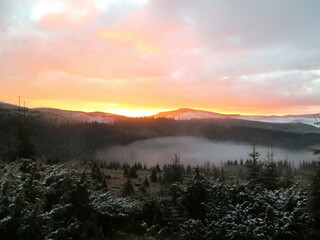 Beautiful sunrise in the mountains